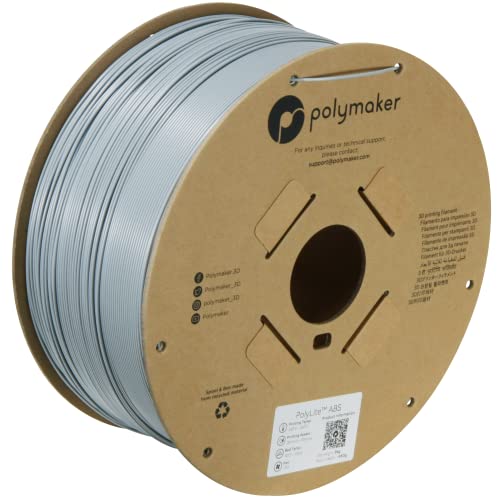 Image of Polymaker ABS Filament Grey 3KG 1.75mm, Heat Resistant, Strength | High Toughness, Impact-Resistance, Low Odor, 3D Printer Filament for Most FDM Printers, Dimensional Accuracy + /- 0.03mm