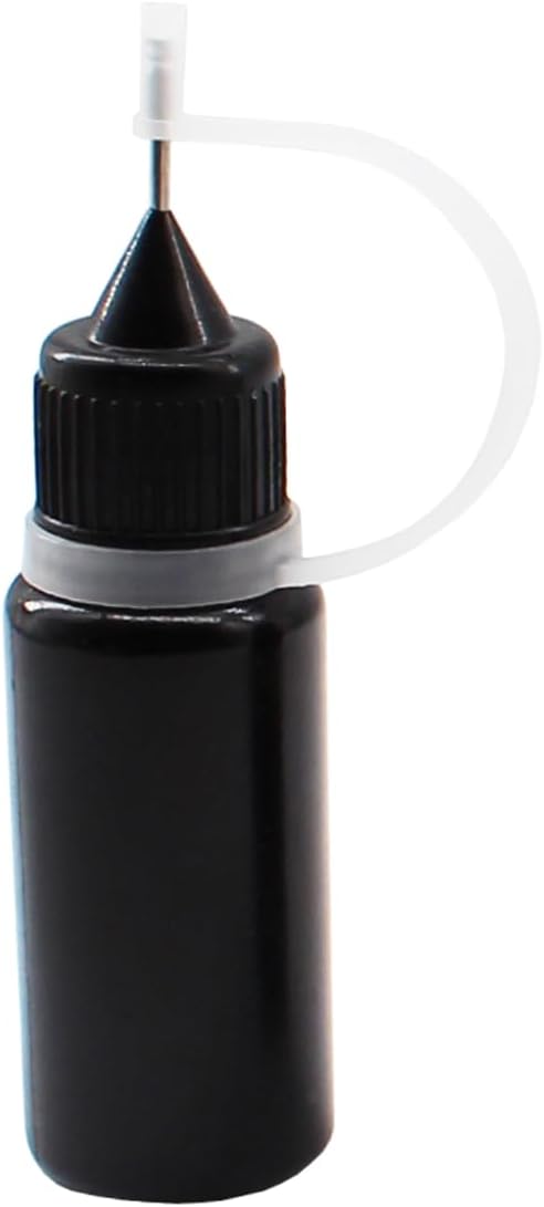 12 Pcs 10ml Black Precision Tip Applicator Bottles, 1.2mm Fine Tip Metal Needle Squeeze Bottles for DIY Crafts Acrylic Painting