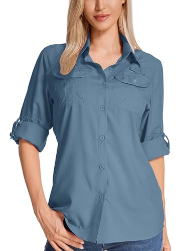 Jogwits - Jogwits Chemise Femme Anti-UV Safari Randonnée - T-Shirt Manches Longues Léger Respirant UPF 50+ Protection Solaire - Blouse Voyage Outdoor pour Randonnée, Trekking, Camping et Voyage - -5%
