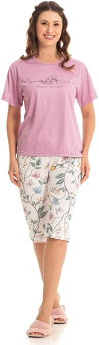 Pijama Plus Size Masculino Verão, Manga Curta, Bermuda, Malha PV, Gola Redonda, Casual, Tamanho P M G GG, Conjunto 2 Peças