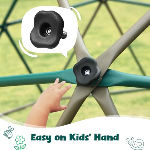 Hapfan 10 ft Climbing Dome Swing Set with Saucer Swing, Jungle Gym for Kids Outdoor Backyard, Supports 800lbs, Easy Asssembly, Rust-Resistant Outdoor Playset for Ages 3-8 8-12 (Green and Brown) by Hapfan - Image 2