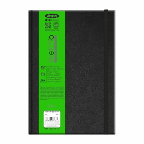 Image of Anupam SketchO Sketchbook Hardbound, Portrait Opening 140 GSM Acid Free Natural Shade Paper (A5 Size 128 Pages)