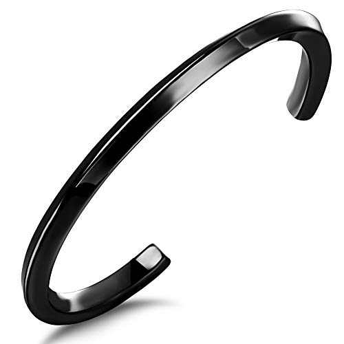 Bracelet couple en acier titane d'une finition amende
