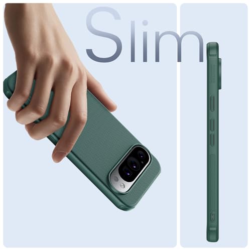 Image of Nillkin Case for Google Pixel 9 Pro XL (6.73'' Inch) Super Frosted Shield Pro Magnetic Suction Function Only Hard Back Soft Border (PC + TPU) Cover Raised Bezel Camera Protect Green Color
