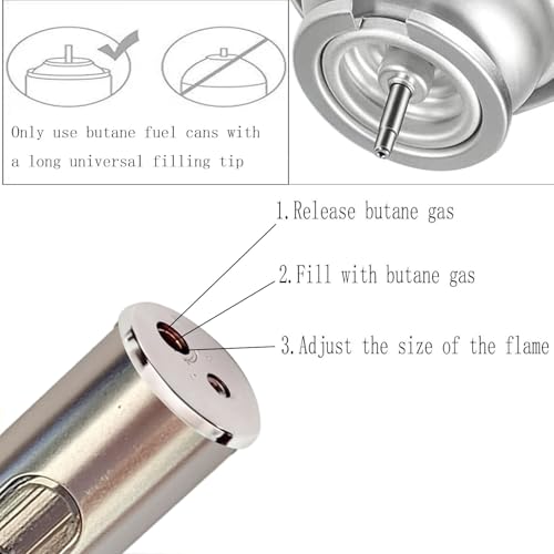 Encendedor de antorcha recargable 2 piezas plateado miniatura 7