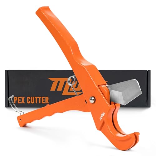 Mutt Tools PEX Pipe Cutter 1/8 to 1 Inch Ratcheting for PVC CPVC Tubing