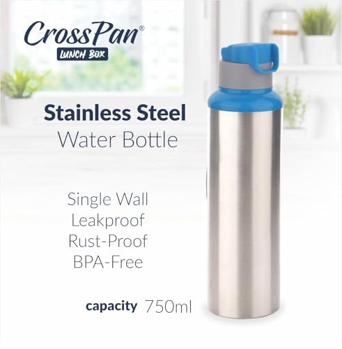 Image of CrossPan Smart Stainless Steel Lunch Box /Tiffin Box with Sleek Water Bottle for Office, School, College, Travel
