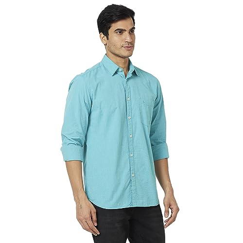 Image of Parx Men's Pure Cotton Solid Pattern Slim Fit Semi Cutaway Collar Full Sleeve Casual Shirt