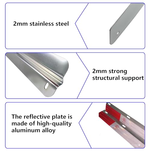Image of Pair 24 inch Stainless Steel Mud Flap Weights and Backing Plate 4 Pack with Aluminum Reflectors for Semi Trucks Trailers