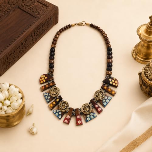 Image of AAKRITI ART CREATIONS Handcrafted Ethnic & Tribal Necklace Collection | Dhokra, Boho, Talisman & Statement Designs | Artisan Collar, Pendant & Lariat Jewelry for Women