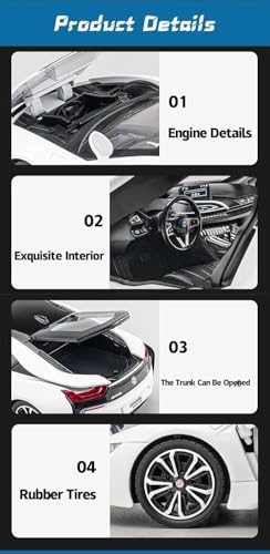 Image of Exclusive Alloy Metal Pull Back Die-Cast Car Diecast Metal Pullback Toy Car with Openable 6 Doors,Light Music Boys Gifts Toys (1:22 Big B-M-W i8 - Multicolor)
