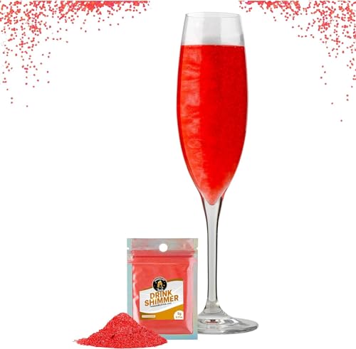 Twinkle My Drink® Christmas Red Edible Glitter for Drinks | Christmas Drink Decorations | Holidays Cocktail Decorations | 5g up to 25 Servings