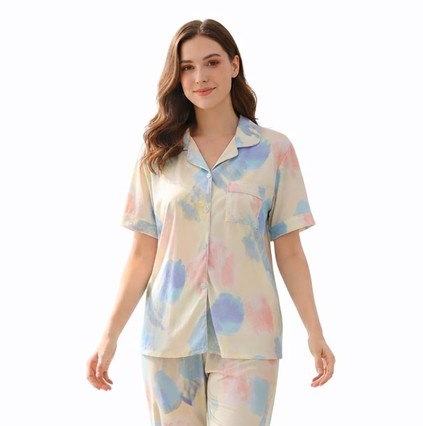 Women's Printed Summer Night Suit with Pocket - Free Size XS to L-image-43