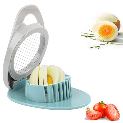 Cortador de huevos para huevos duros, pequeño, portátil, apto para lavavajillas, herramienta de cocina para cortar huevos, frutas y más