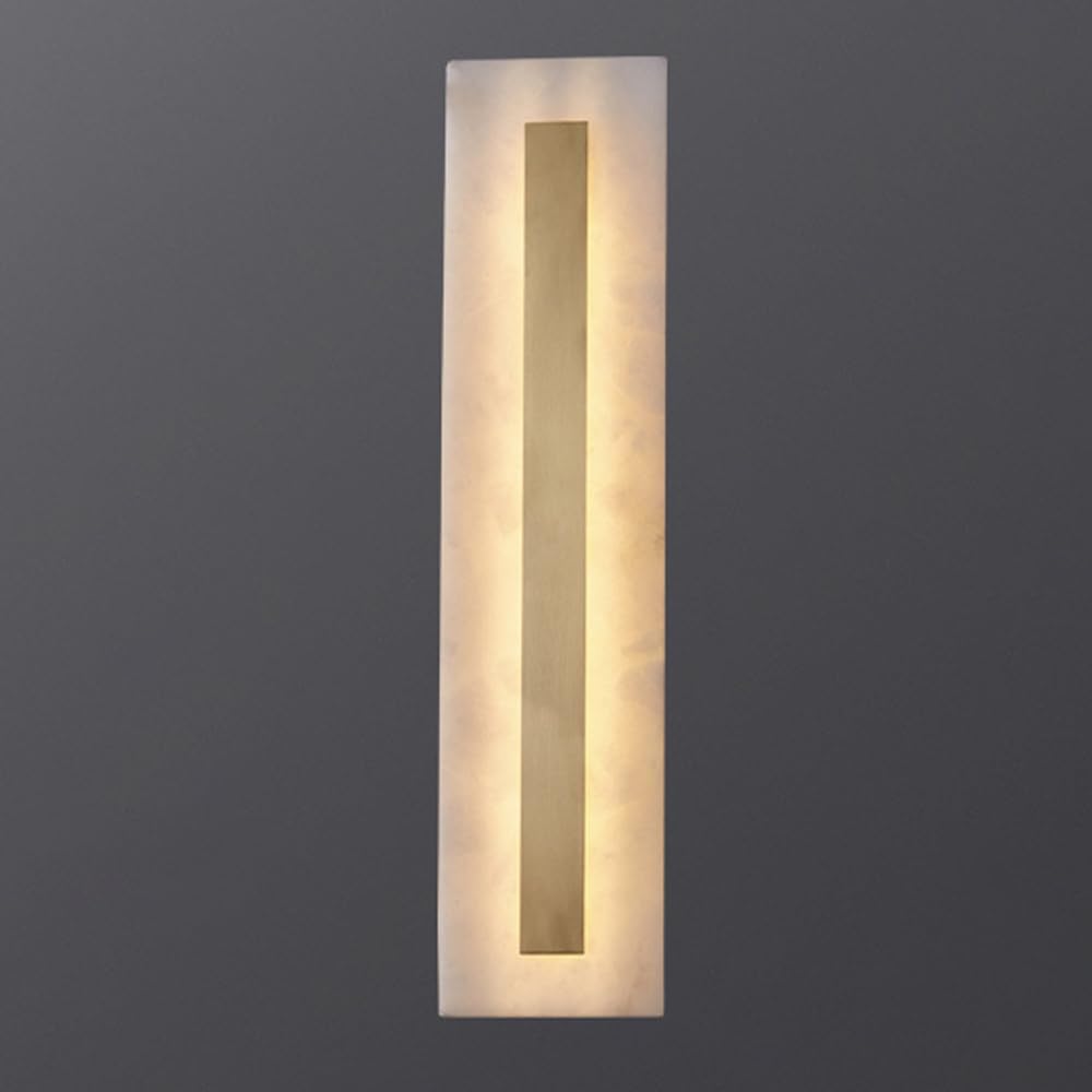 JKJZSALJ Natural Marble Wall Lights, Modern Alabaster Wall Sconces Indoor Led Bathroom Vanity Light Brass Wall Mount Light Fixtures, Modern,60Cm,60cm