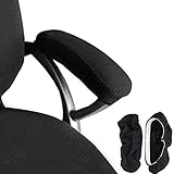 Melaluxe 2 Pieces Polyester Removable Office Chair Armrest Covers Arm Rest Slipcovers (Black)