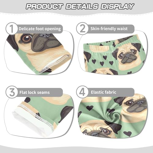 Pug Dog Girls Leggings,Workout Leggings for Girls Toddler Athletic Legging Size for 3-10T3