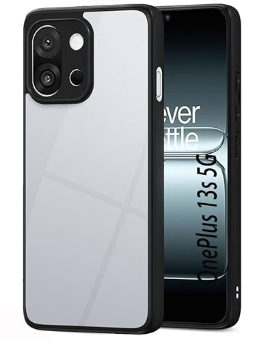 Image of FabeKeeShockproof Sleek Hybrid Armor Back Cover Case for OnePlus 13s (Clear PC with Black TPU Bumper)
