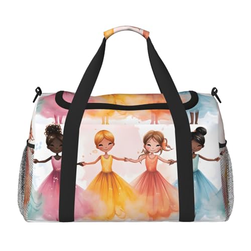 Colorful Girls Duffle Bag for Travel American Women Sports Gym Tote Carry On Bag Large Shoulder Weekend Overnight for Workout