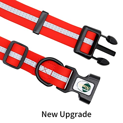 Image of Nimble Reflective Waterproof Dog Collar Adjustable Odor Resistant Easy Clean Pet Collar for Small Medium Large Dogs Night Walking Outdoor Rainy Use (Small (9.45 inch-14.17 inchinches), Candy Red)