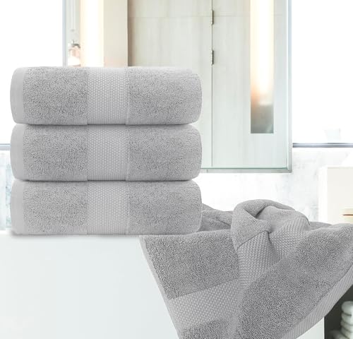 Image of White Classic Luxury Bath Towels Set of 4 Large - 700 GSM Cotton Ultra Soft Bath Towels 27x54 | Highly Absorbent and Quick Dry | Hotel Towels for Bathroom Luxury, Plush Shower Towels, Dolphin Gray