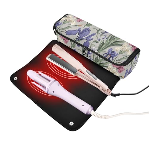 Bolsa de Viaje para Herramientas de Pelo Resistente al Calor Gris con Diseño Floral Spring Flowers miniatura 2