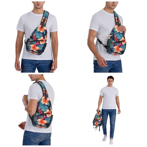 Sling bag unisex negra con diseño floral 7.2x3.5x15.3 in miniatura 6