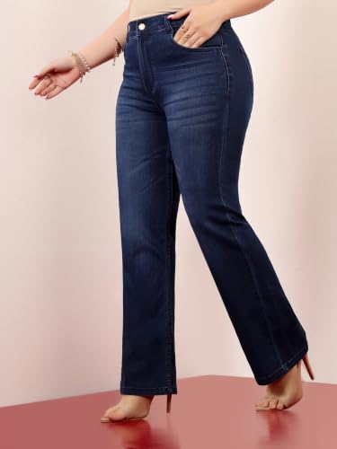 Image of Miss Chase A+ Women's Wide Leg High Rise Regular Length Stretchable Denim Jeans