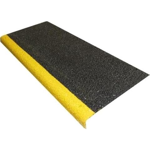 Anti-Slip Stair Tread Covers Heavy Duty GRP - 1000mm x 345mm Depth Non Slip Step Cover, Black/Yellow Cover