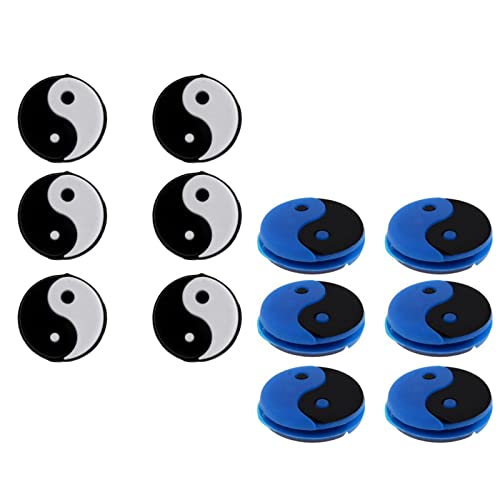 ASkinds 12Pcs Tennis Racket Dampers Rubber Racquet Dampener for Tennis Net Shock Absorption(White+Blue)