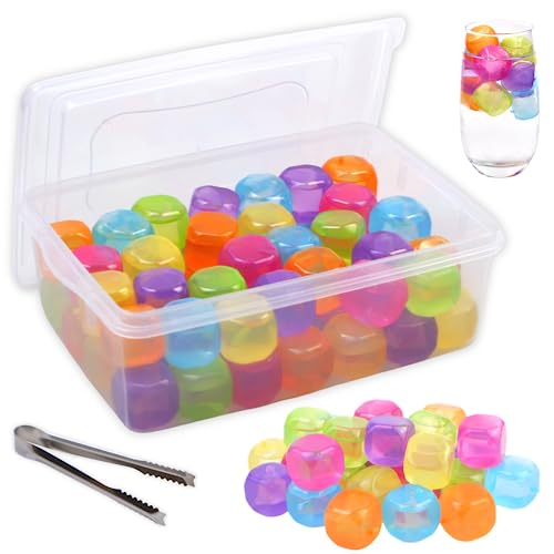 Reusable Colorful Ice Cubes with Lid (60 Pack)
