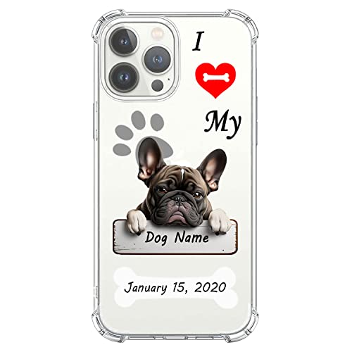 Custom Pet Name I Love My French Bulldog Dog Clear Case for iPhon...