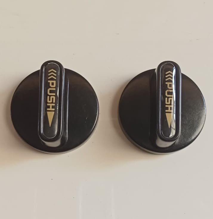Image of Universal fit Knob for Gas Stove Replacement Parts | Long Lasting, Smooth Operation, Premium PVC On-Off Push Type 8 MM Spindle Black Knob for All Sleek Slim Modal Gas Stove (P3, Pack of 2)