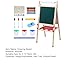 Double-Sided Wooden Art Easel for Kids & Toddlers,Height Adjustable Magnetic Dry Erase Board & Chalkboard with Paper Roll, All-in-One Standing Easel 1 Set