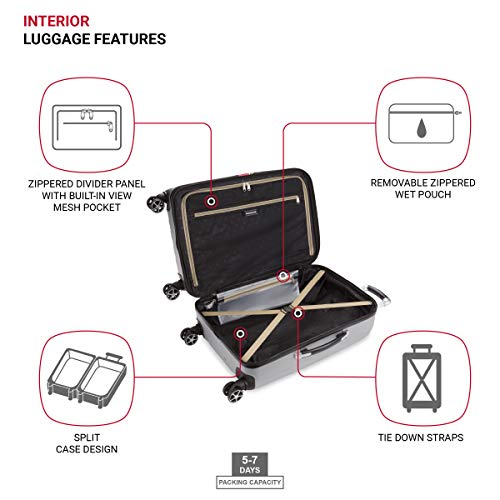 SwissGear 7585 Hardside Expandable Luggage with Spinner Wheels, Silver, Checked-Medium 23-Inch4