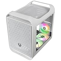 BitFenix Prodigy M 2022 mATX/Mini-ITX Gaming-PC-Gehäuse, 3 ARGB-Lüfter, RTX 3090 oder RX 6900 XT Ready, vertikale GPU und Wasserkühlung, gehärtetes Glas, USB 3.2 Typ-C Port, weiß