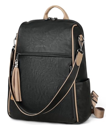 Image of FADEON Leather Backpack Purse for Women Designer Travel Backpack Purses PU Fashion Ladies Shoulder Bag with Tassel