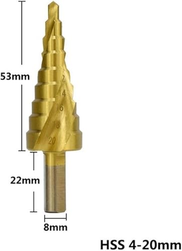 Miniatura 8 de Spiral Grooved Step Drill Bit Set HSS Titanium Hole Drilling Spiral Flute Cobalt Step Cone Drill,Carbide Step Drill Bit Woodworking Drill Bit HSS