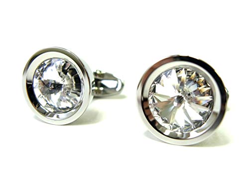 [スワロフスキー] カフスボタン メンズ カフリンクス Round ラウンド クリア SW-637 [並行輸入品]
