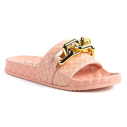 Image of London Rag Bling Chain Strap Woven Slip On Flats