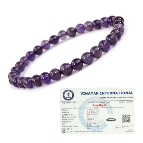Image of Reiki Crystal Products Certified Natural Crystal Stone Bracelet 6 mm Round Beads for Men and Women | Premium Gemstone Jewellery Collection | Reiki Charged | Multiple Stone Variants Available