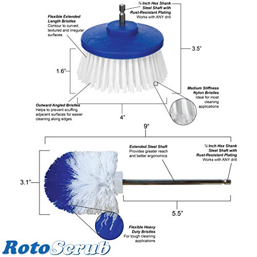 RotoScrub Wheel & Tire Drill-Powered Cleaning Brushes - 2-Brush Drill Accessory Combo Kit