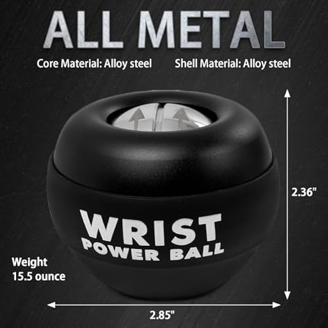 All-Metal Power Gyro Ball with Ball Bag,Hand Wrist Forearm Trainer and Strengthener for Exercise Joint and Muscle,Gyro Ball Wrist Exerciser