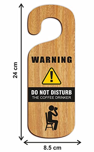 Image of KREEPO Warning Do Not Disturb The Coffee Drinker MDF Door Sign Hanger Size(24cm x 8.5cm) kr46