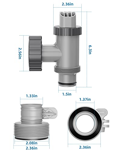 Shapon Type B Hose Adapter With Plunger Valve For Intex Pool Parts, Replacement 1.25" To 1.5" Pool Hose Adapter B & On/Off Plunger Valve For Above Ground Swimming Pool And Pool Filter Pump (4 Pack) #TOP5