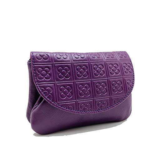 Lugupell Monedero para Mujer, Hecho a Mano en España, Piel de máxima Calidad Muy Suave al Tacto, Pequeño y en Formato Corto, Cartera para Mujer. Panot Color Morado