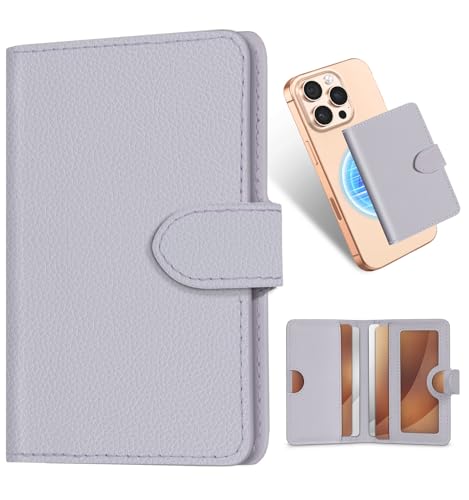 Image of Shorogyt for Magnetic Phone Wallet Compatible with Magsafe Card Holder - Luxury Slim Leather Mag Wallets for Women Fit 4 Cards, for iPhone 17 /16 /15 /14 /13 /12 Series for Apple RFID Magnet, Lyc Purple