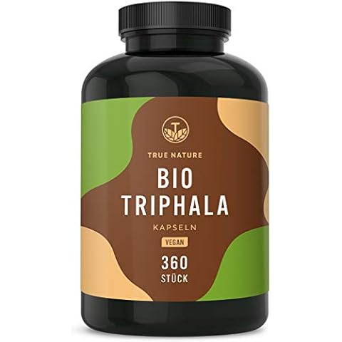 Bio Triphala - 360 Kapseln - 2.000mg Hochdosiert - Premium Triphala Früchte aus Indien - Ohne Zusatzstoffe - Vegan, Laborgeprüft, Deutsche Produktion - TRUE NATURE® Cover