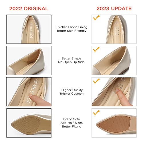 Image of MUSSHOE Flats for Women Pointed Toe-Comfortable Business Casual Work Shoes, Dressy Suede Slip On with Memory Foam for Office, Teacher & Standing All Day
