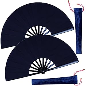 Honshen Elegante Dunkelblaue Handventilatoren 2 Stück